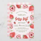 Berry First Birthday 1st Birthday Invitation Kaart (Voorkant / Achterkant)