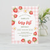 Berry First Birthday 1st Birthday Invitation Kaart (Staand voorkant)