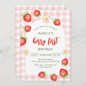 Berry First Birthday 1st Birthday Invitation Kaart (Voorkant / Achterkant)