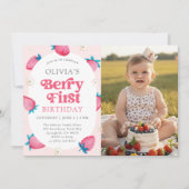 Berry First Birthday 1st Birthday Photo Kaart (Voorkant)