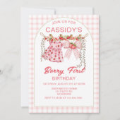 Berry First Birthday, 1st Birthday, Strawberry  Kaart (Voorkant)