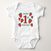Berry First Birthday Aardbei Baby Outfit Romper (Voorkant)