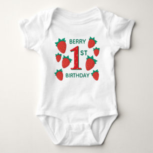 Berry First Birthday Aardbei Baby Outfit Romper
