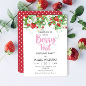 Berry First Birthday | Aardbei Birthday Party Kaart