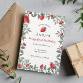 Berry First Birthday | Aardbei met de vermelding " Kaart