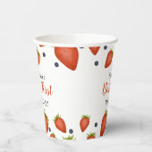 Berry First Birthday aardbeien en bosbessen Papieren Bekers (Links)