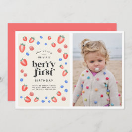 Berry First Birthday aardbery Birthday Invitati Kaart