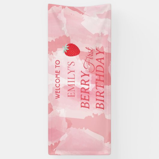 Berry First Birthday Banner (Verticaal)