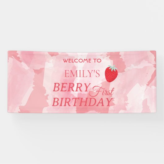 Berry First Birthday Banner (Horizontaal)