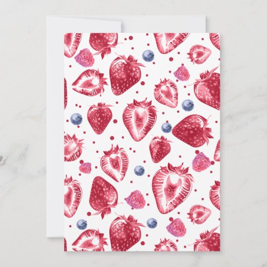 Berry First Birthday Berries Uitnodiging (Achterkant)