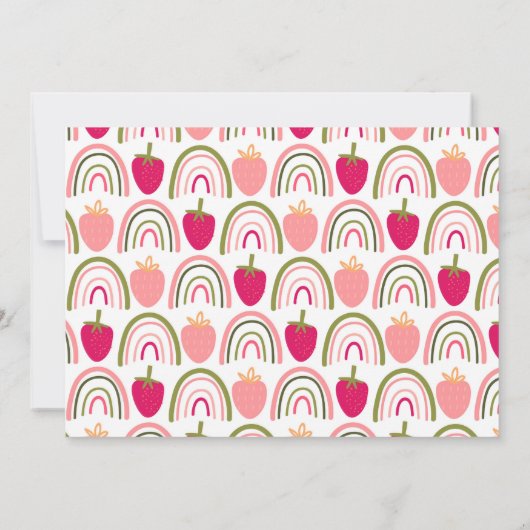 Berry First Birthday Boho Rainbow Photo Invitatio Kaart (Achterkant)