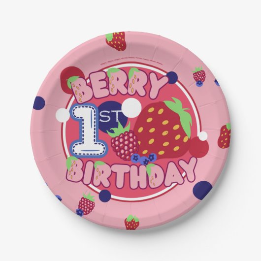 Berry First Birthday Borden Papieren Bordje (Voorkant)