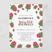 Berry First Birthday Cute aardbery Kawaii Girl Briefkaart (Voorkant)