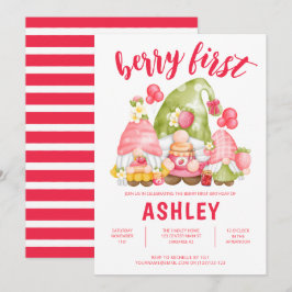 Berry First Birthday Cute Invitation Kaart