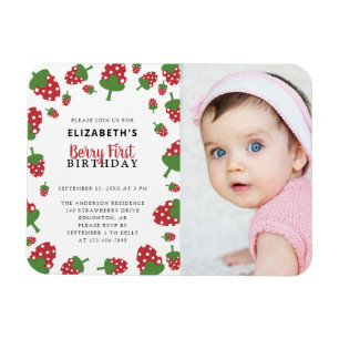 Berry First Birthday Cute Strawberry Foto Magneet
