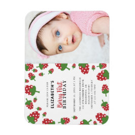 Berry First Birthday Cute Strawberry Foto Magneet