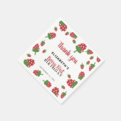 Berry First Birthday Cute Strawberry Girl Custom Servet (Hoek)