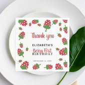 Berry First Birthday Cute Strawberry Girl Custom Servet