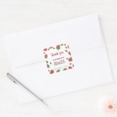 Berry First Birthday Cute Strawberry Girl Custom Vierkante Sticker (Envelop)