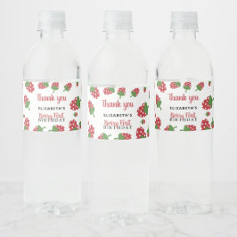 Berry First Birthday Cute Strawberry Girl Cute Waterfles Etiket