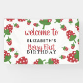 Berry First Birthday Cute Strawberry Girl Red Spandoek (Horizontaal)