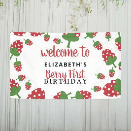 Berry First Birthday Cute Strawberry Girl Red Spandoek