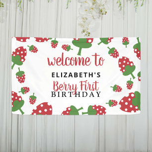 Berry First Birthday Cute Strawberry Girl Red Spandoek