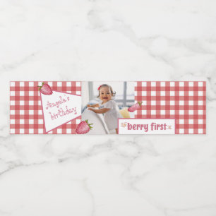 Berry First Birthday Eten en Drinken Label Set Waterfles Etiket