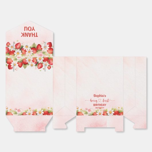 Berry First Birthday Favor Box Bedankdoosjes (Ongevouwen)