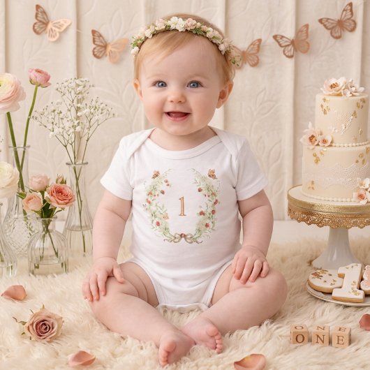 Berry First Birthday Floral  Romper