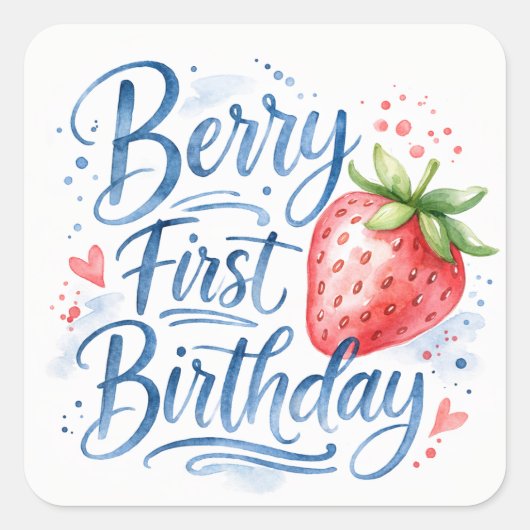 Berry First Birthday for Girls Sticker (Voorkant)