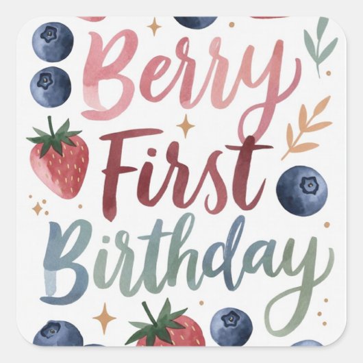 Berry First Birthday for Girls Sticker (Voorkant)