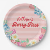 Berry First Birthday Fruit Thema 1e verjaardag Papieren Bordje (Voorkant)
