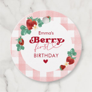 Berry First Birthday Girl 1st Birthday Strawberry Bedankjes Labels