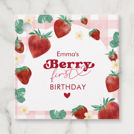 Berry First Birthday Girl 1st Birthday Strawberry Bedankjes Labels (Voorkant)