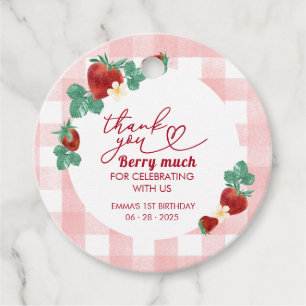 Berry First Birthday Girl 1st Birthday Strawberry Bedankjes Labels