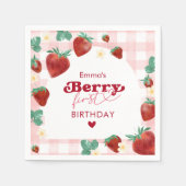 Berry First Birthday Girl 1st Birthday Strawberry Servet (Voorkant)