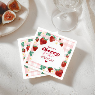 Berry First Birthday Girl 1st Birthday Strawberry Servet