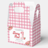 "Berry First Birthday Girl strawberry Decoration Bedankdoosjes (Geopend)