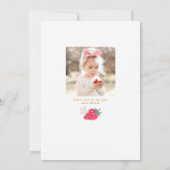 Berry First Birthday Girl Strawberry Party Kaart (Achterkant)