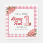"Berry First Birthday Girl strawberry Theme Servet (Voorkant)