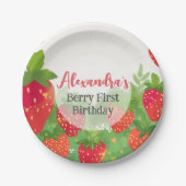 Berry First Birthday Girls Strawberry gepersonalis Papieren Bordje (Voorkant)