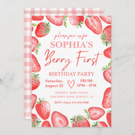 Berry First Birthday Invitation | Aardbei Kaart