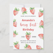 Berry First Birthday Invitation | Aardbei Kaart (Voorkant)