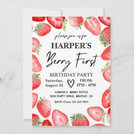 Berry First Birthday Invitation | Aardbei Kaart