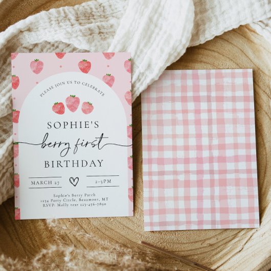 Berry First Birthday Invitation | Aardbei Kaart
