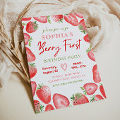 Berry First Birthday Invitation | Aardbei Kaart