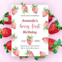 Berry First Birthday Invitation | Aardbei Kaart