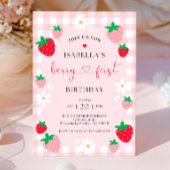 Berry First Birthday Invitation, bewerkbare 1e ver Kaart