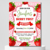 Berry First Birthday Invitation, bewerkbare 1e ver Kaart